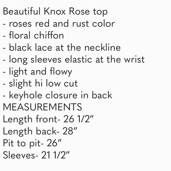 NWOT KNOX ROSE TOP 1X - Picture 5 of 7